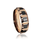 Men's Wedding Band 18 Karat Square Shapes Rose Gold Two Tone Ring with Comfort Fit