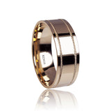 Rose Gold Ring 18K with knurling lines 7mm Ring by Kings