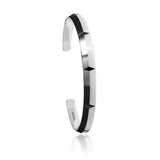 Men's Jewelry White Gold matte finish white gold cuff bracelet with black ruthenium coating logo of kings