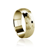 18K Yellow Gold Men's Ring Hexagon Textured glossy yellow Gold Ring with Comfort Fit