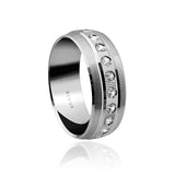 Men's Diamond Ring 8.50mm White Gold Ring with approximately 1 carat of brilliant cut diamonds