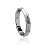 Ladies Ring White Gold 18 Karat 4mm Facets White Gold Ring with Comfort Fit