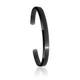 Mens Silver Cuff Elegant brushed matte with one side glossy black sterling silver cuff bracelet