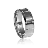 Kings Wedding Band Arrow shaped Men's 18 karat white Gold Ring with Comfort Fit