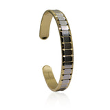 Men Gold Bracelet 18 karat Yellow Gold Two tone Cuff Bracelet