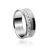 18k White Gold Diamond Ring U shape Kings Men's 8.50mm white Gold Ring with approximately 1.3 carat of brilliant cut diamonds a brilliant combination of matte and gloss