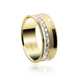 Yellow Gold Diamond Ring U shape Kings Men's 8.50mm Yellow Gold Ring with approximately 1.3 carat of brilliant cut diamonds