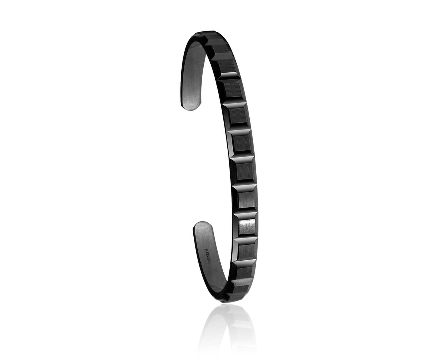 Silver Cuff For Men jet Black square shaped with matte finish sterling silver cuff bracelet
