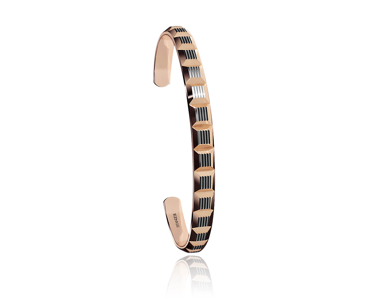 Rose Gold Bracelets For Men 18 Karat Square Shapes Rose Gold Two Tone Cuff Bracelet