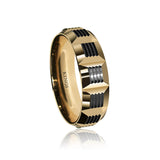 Gold Ring For Men 18 Karat Square Shapes Yellow Gold Two Tone Ring with Comfort Fit