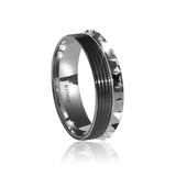 Mens White Gold Wedding Band 18 Karat Crown Shape White Gold Two Tone Ring with Comfort Fit