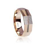 Ring Design For Men 18 Karat Unique Facet Lines Texture Rose Gold Ring with Comfort Fit
