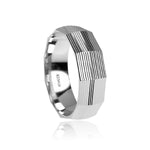 Wedding Rings 18 Karat Unique Facet Lines Texture White Gold Ring with Comfort Fit