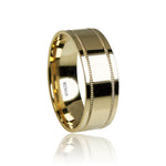 Mens Gold Ring 18K yellow Gold with knurling lines 7mm Ring by Kings