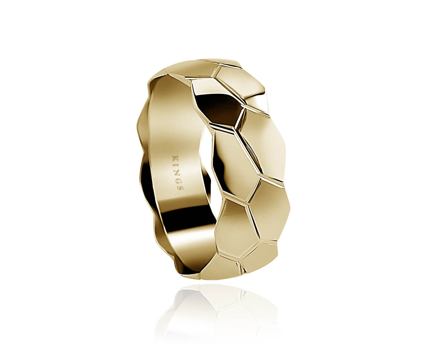 Men's Wedding Rings 18 Karat Snake Skin Textured yellow Gold Ring with Comfort Fit