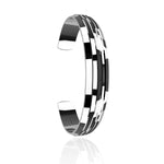 Steps shaped white gold cuff bracelet 11mm by Kings