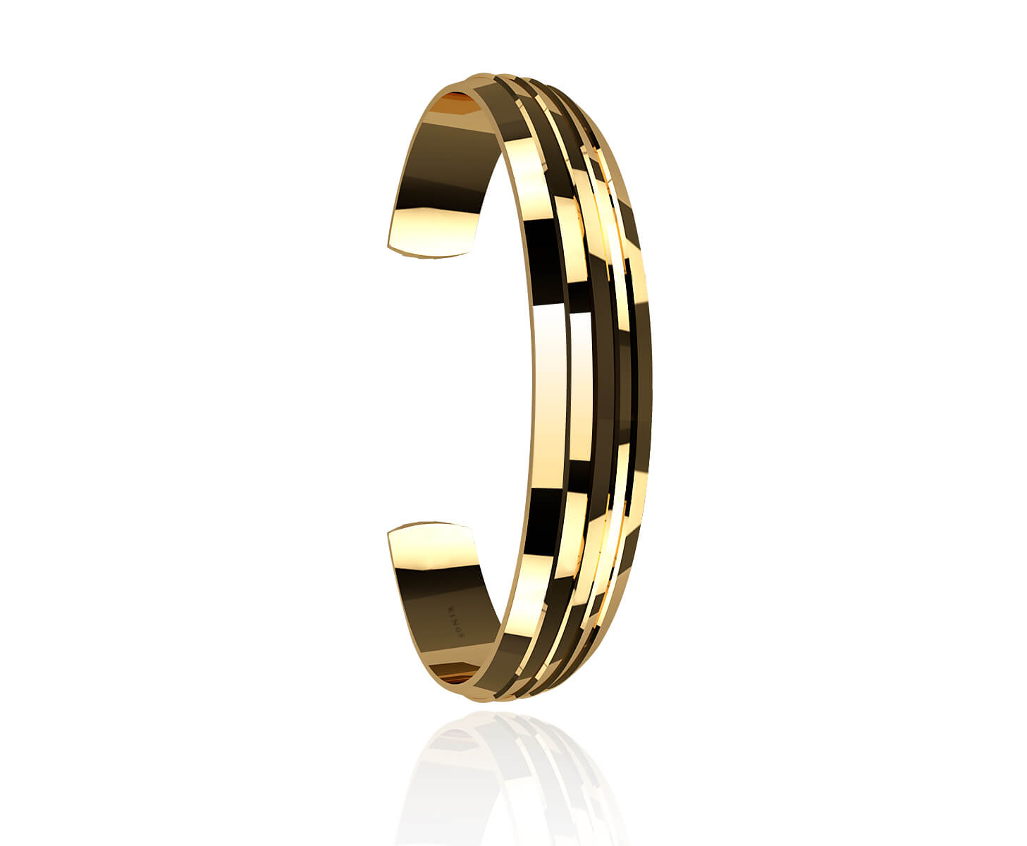 Steps shaped yellow gold cuff bracelet 11mm by Kings