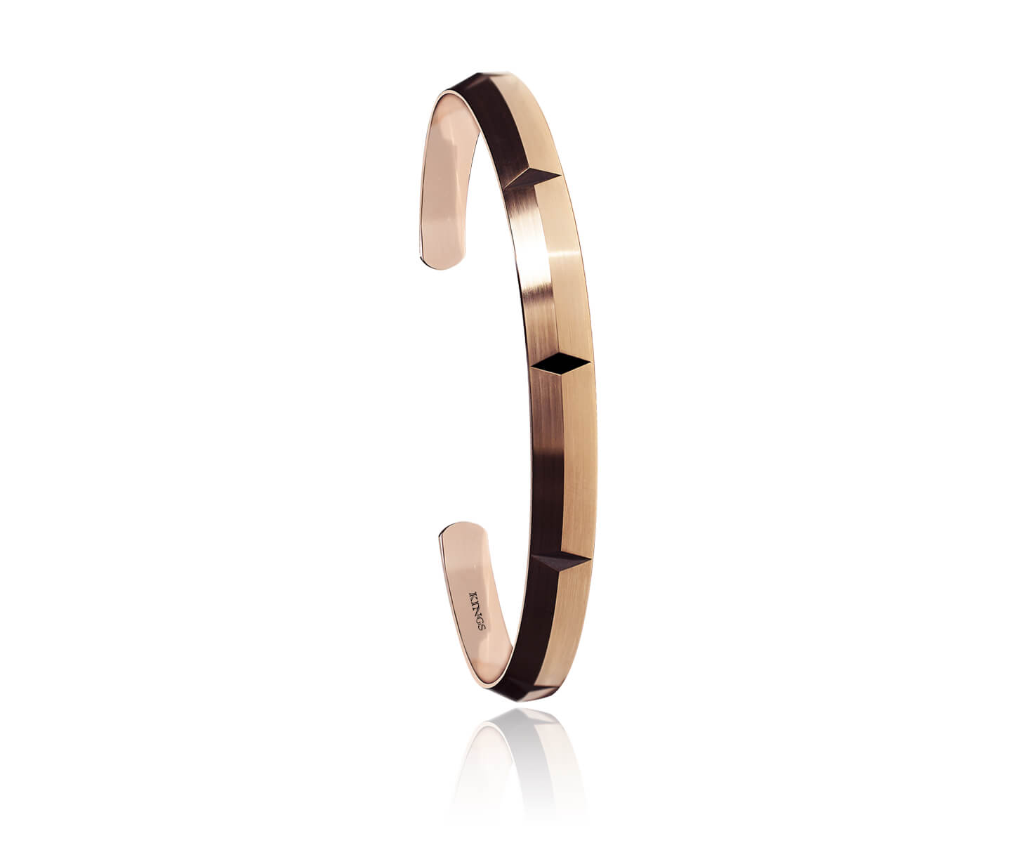 Designer Jewelry For Men matte finish rose gold cuff bracelet with black ruthenium coating logo of kings