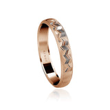 Women's Ring Rose Gold Thin pinky rose gold ring with zig zag glossy texture by kings