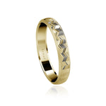 Wedding Rings For Women Thin pinky yellow gold ring with zig zag glossy texture by kings