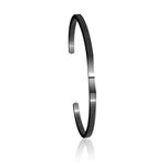 Mens Black Bracelet Simple matte finish with a facet black sterling silver cuff bracelet