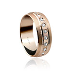 Diamond Rose Gold Ring Men's 8.50mm Rose Gold Ring with approximately 1 carat of brilliant cut diamonds