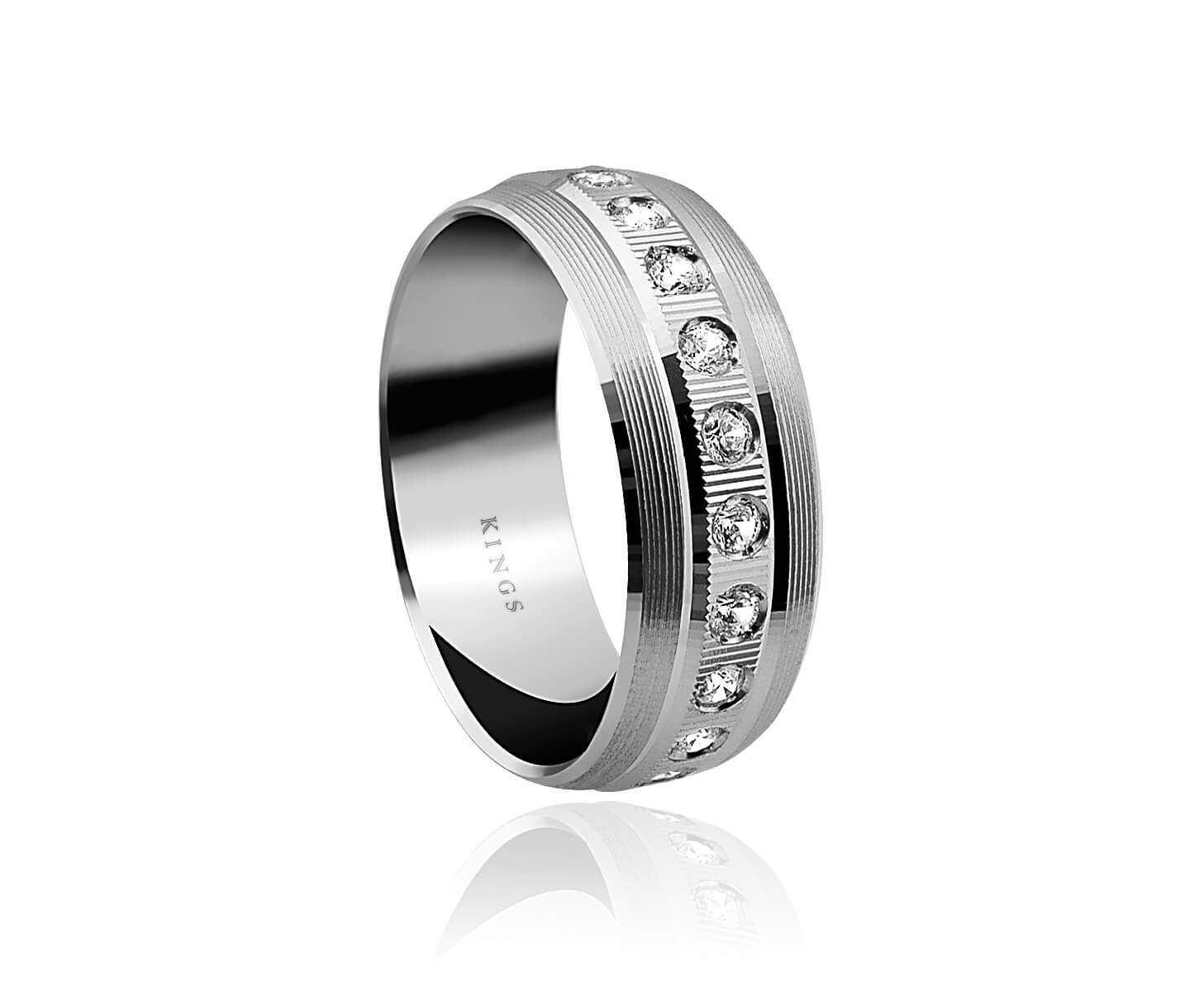 Men's Diamond Ring 8.50mm White Gold Ring with approximately 1 carat of brilliant cut diamonds