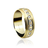 Diamond Yellow Gold Ring Men's 8.50mm Yellow Gold Ring with approximately 1 carat of brilliant cut diamonds