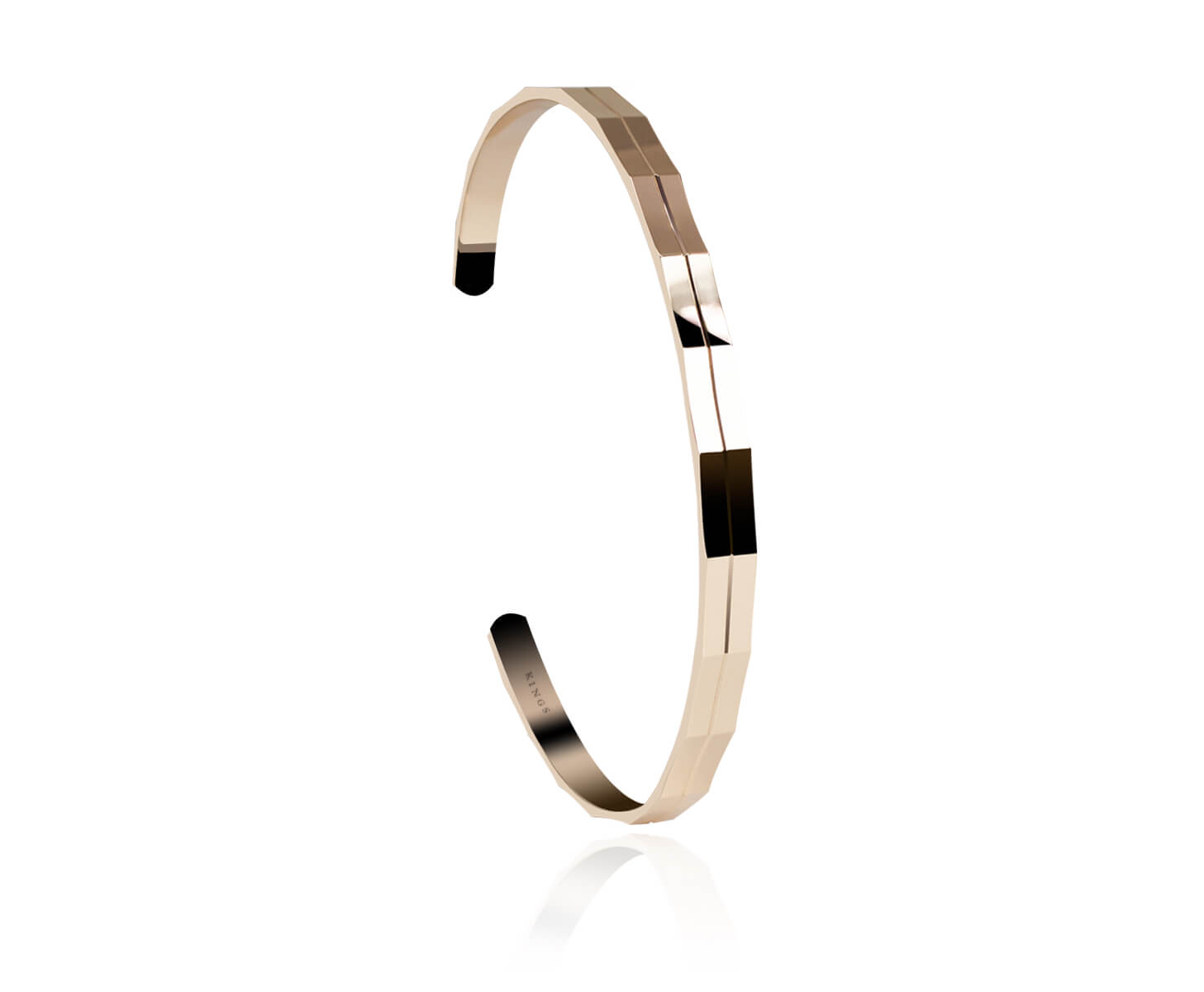 Unisex Gold Bracelet 18 Karat 4mm Facets Rose Gold Cuff Bracelet