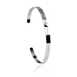 Unisex Silver Bracelet Faceted glossy sterling silver cuff bracelet 4mm