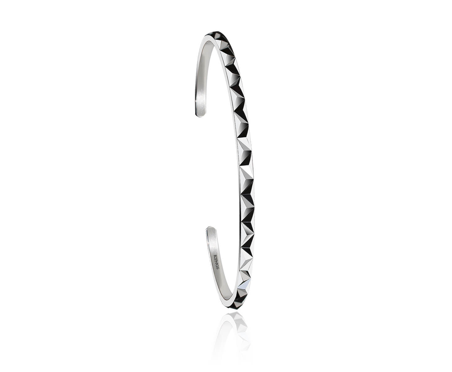 Silver Women's Bracelet Tetrahedron facets sterling silver 3mm cuff bracelet