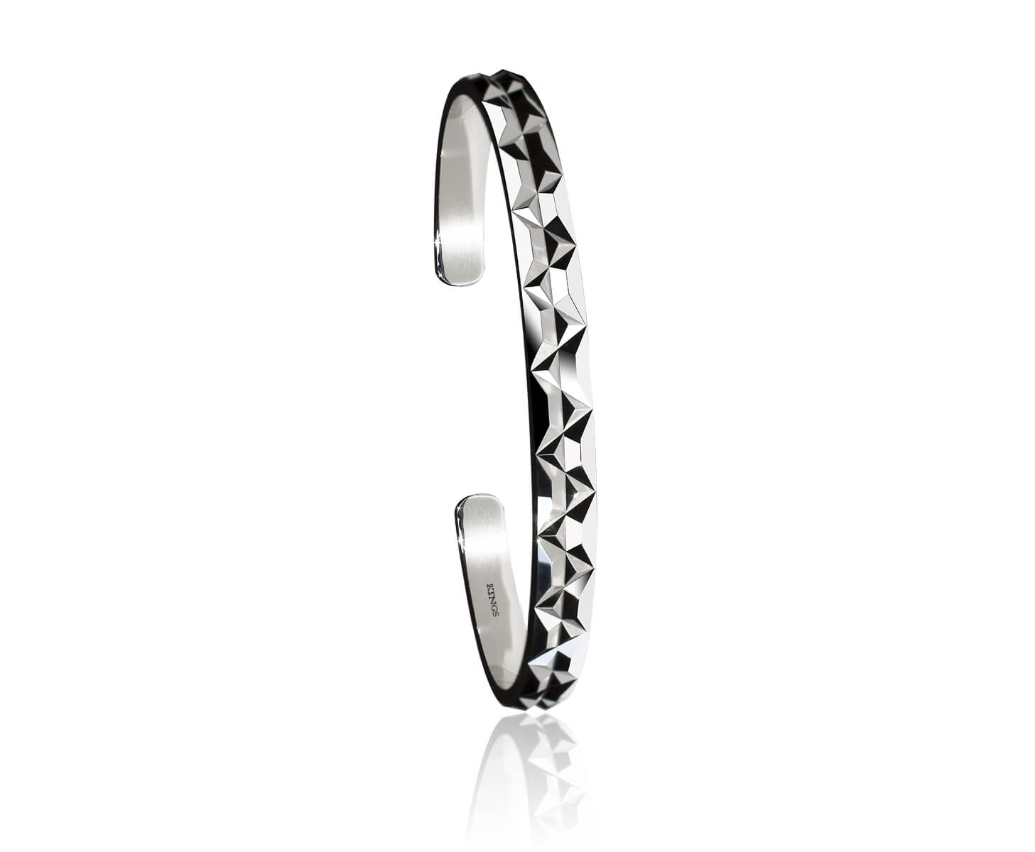 Sterling Silver Cuff Bracelet Tetrahedron shaped facets sterling silver cuff bracelet