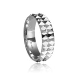 Men's White Gold Band 18 Karat Spikes White Gold Ring with Comfort Fit