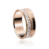 18K Diamond Wedding Band U shape Kings Men's 8.50mm rose Gold Ring with approximately 1.3 carat of brilliant cut diamonds a brilliant combination of matte and gloss